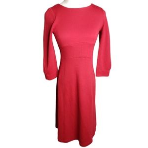 Vintage Bodycon Sheath Wool Seamed Waist Scoopneck Sleeve Detail Fitted Dress 2